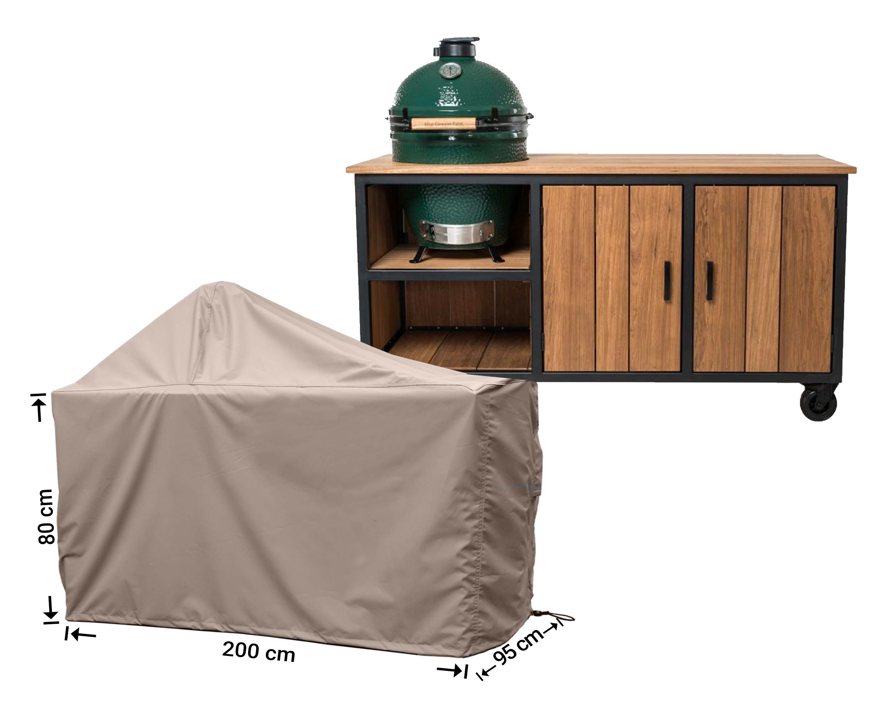 RBGE200_hoes-bbq Big Green Egg / Kamado beschermhoes 200 x 90 H: 80 / 140 cm