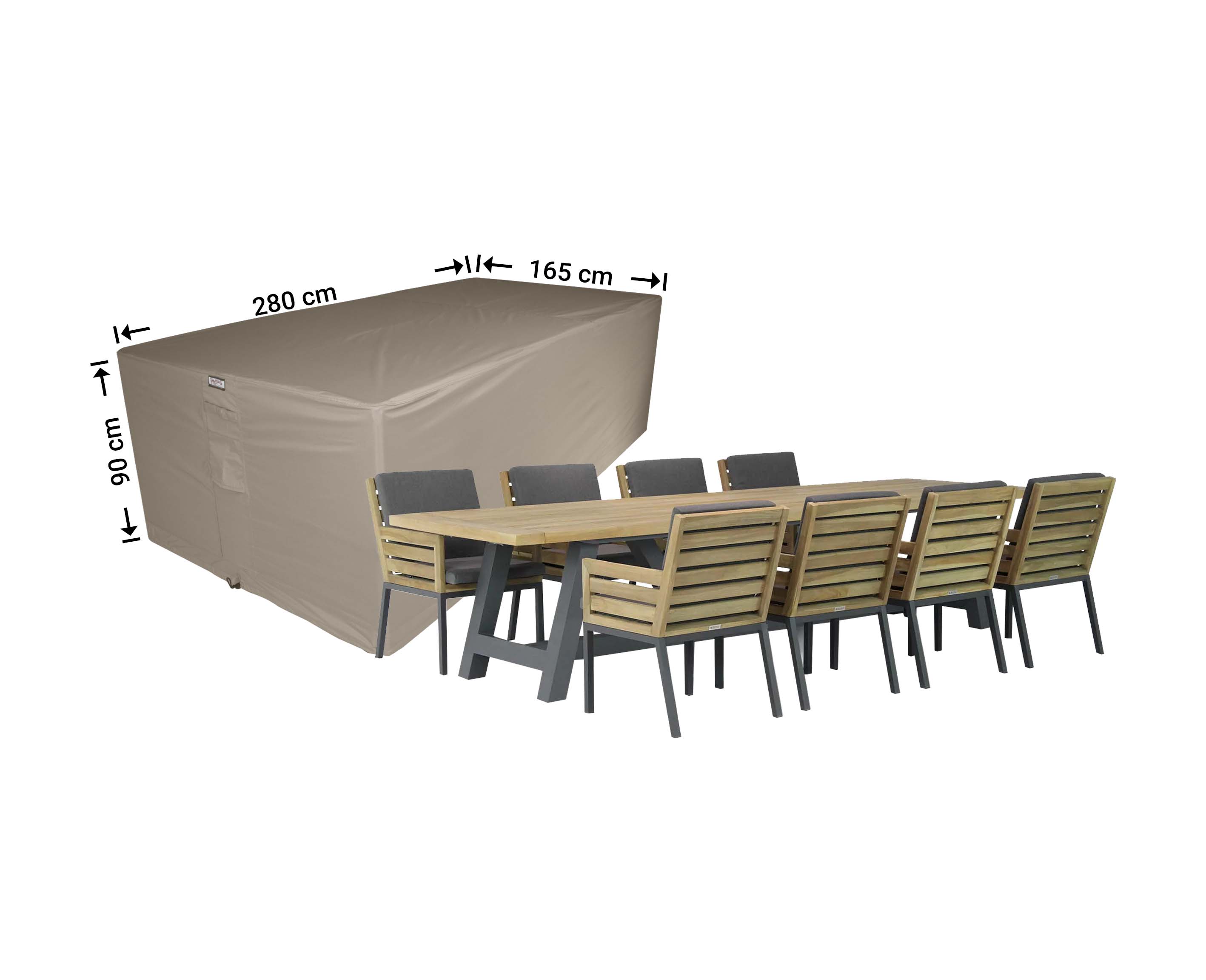 Hoes voor tuinset 280 x 165 H: 90 cm Hoes voor tuinset 280 x 165 H: 90 cm