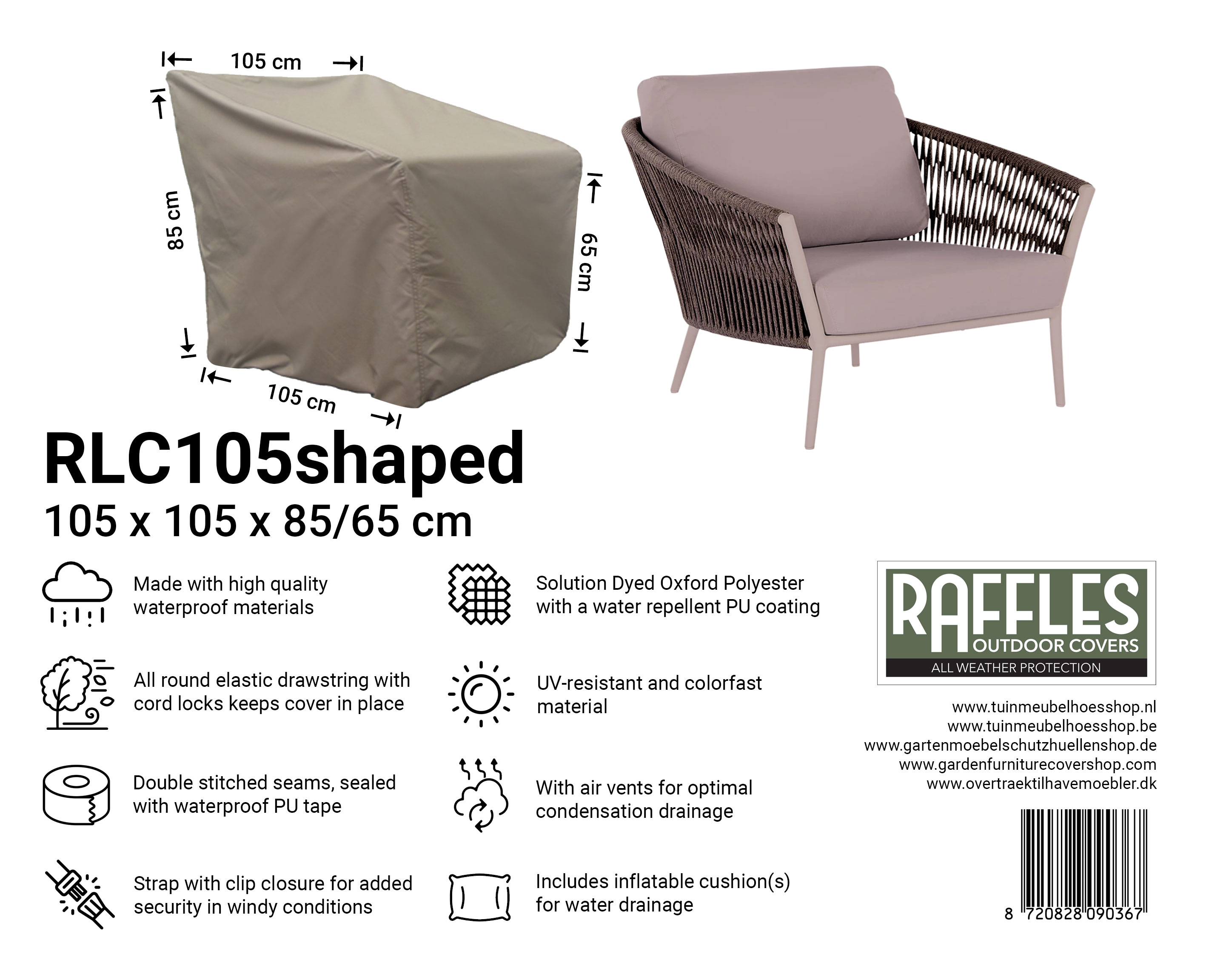 Afdekhoes lounge chair 105 x 105 H: 85 /65 cm