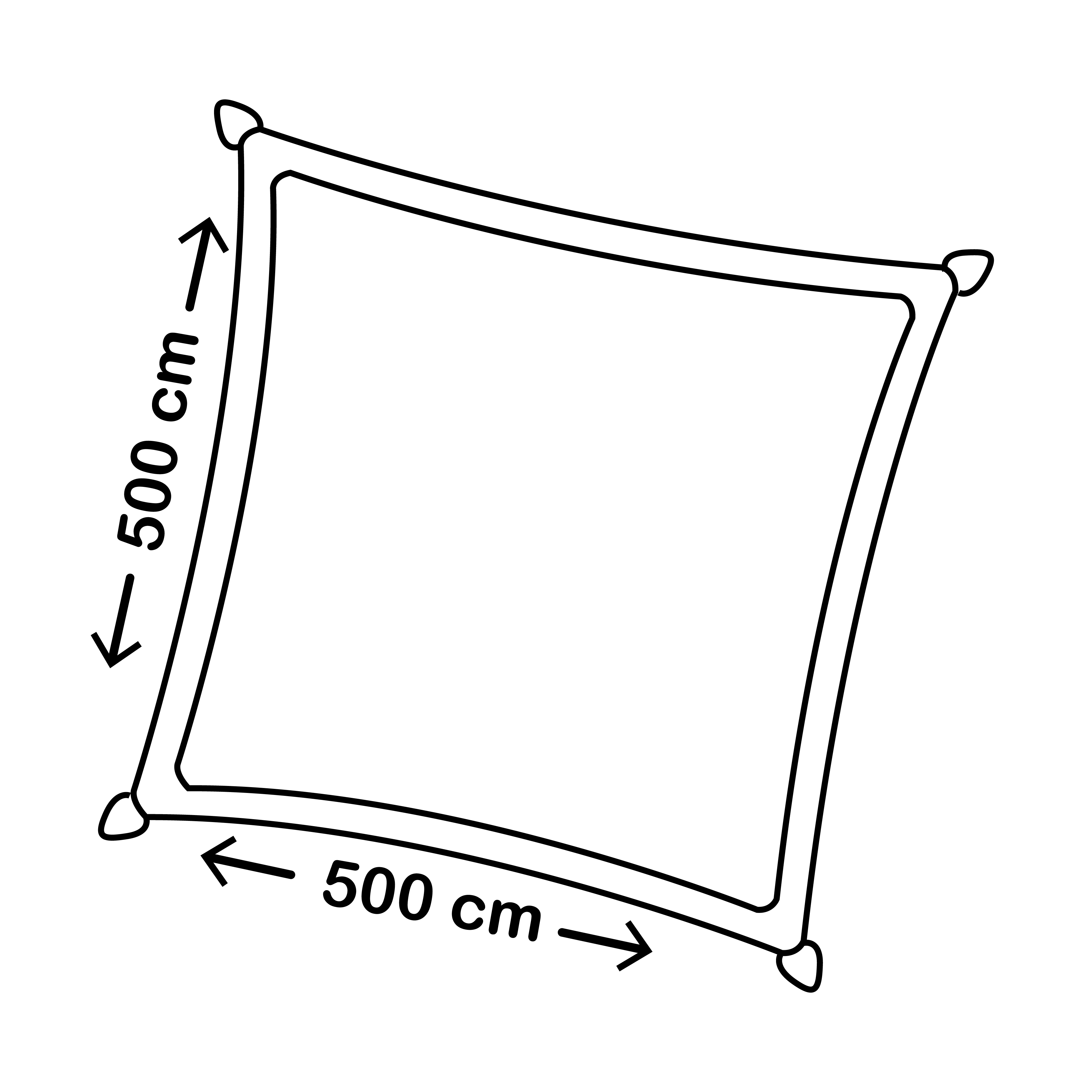 Specificaties-vierkant-5m Schaduwdoek van 5,0m Nesling - olijf afmetingen