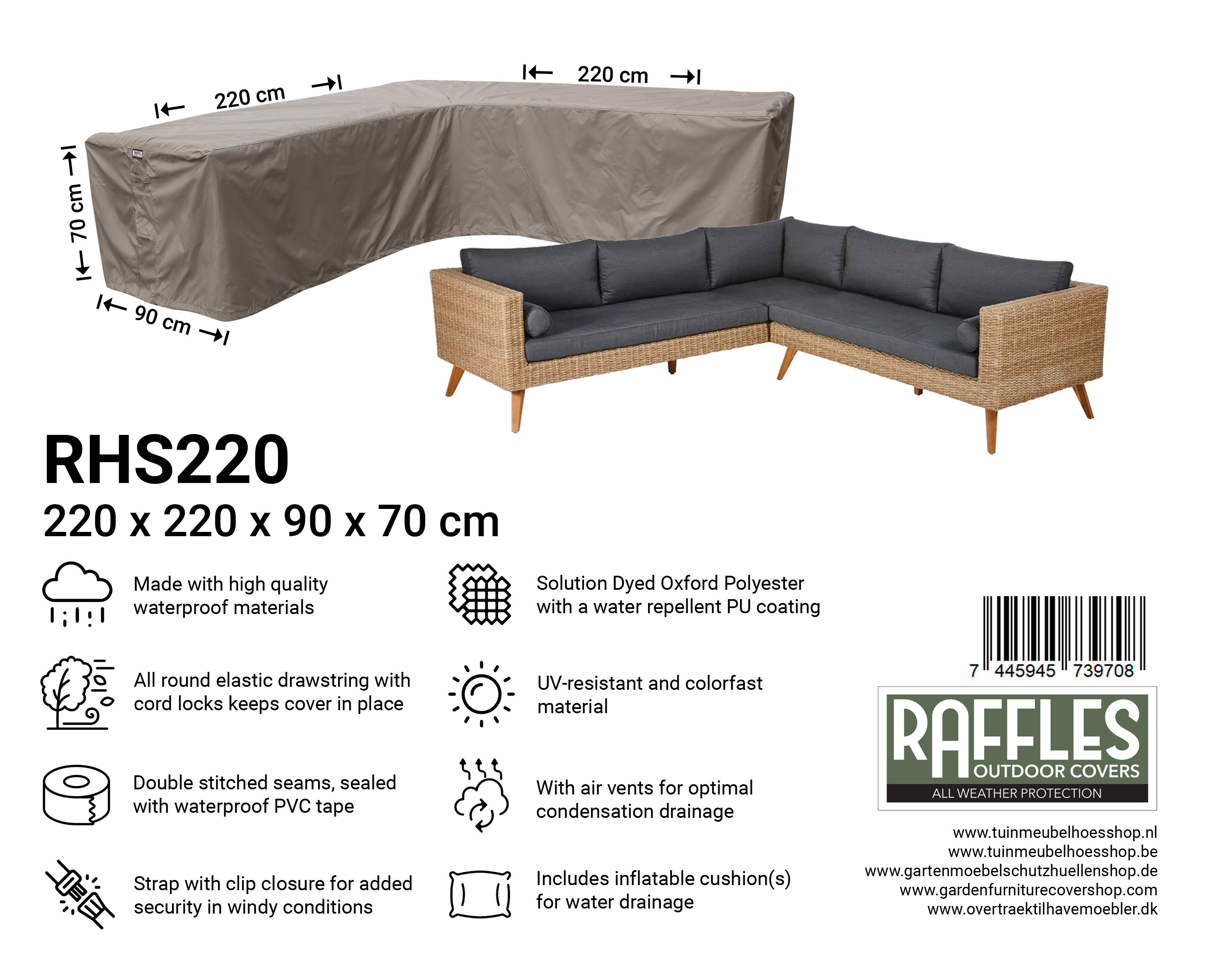 RHS220_7445945739708Kfftv9xdsSqIz RHS220 hoekbank hoes 220 x 220 x 90 H: 70 cm