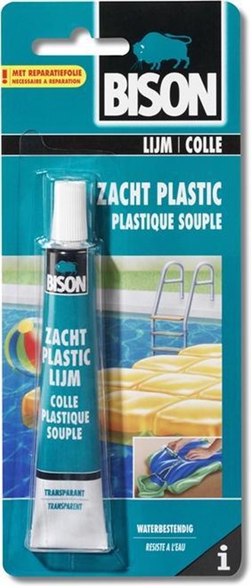 Bison Zachte Plastic Lijm voor reparatie tuinmeubel hoes.