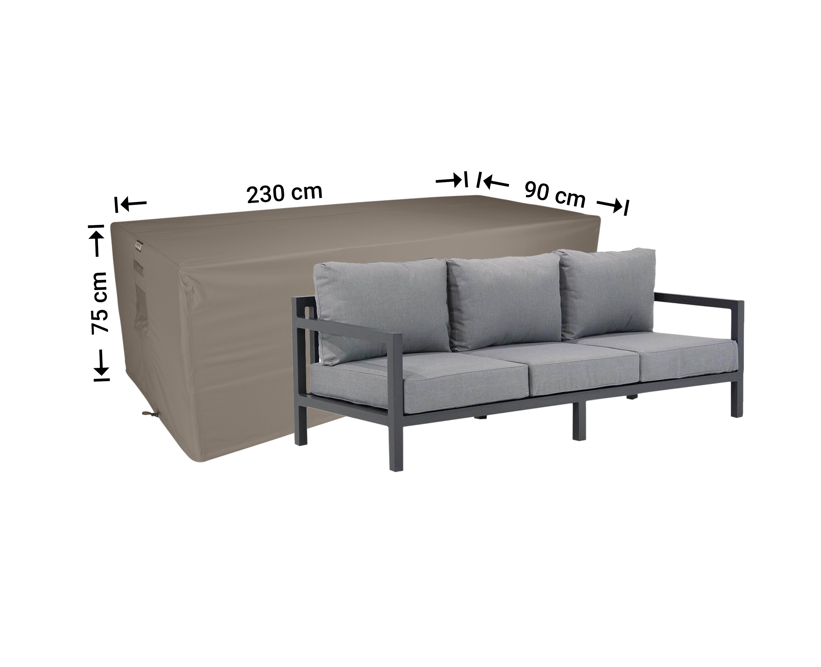 Afdekhoes voor loungebank 230 x 90 H: 75 cm  Afdekhoes voor loungebank 230 x 90 H: 75 cm
