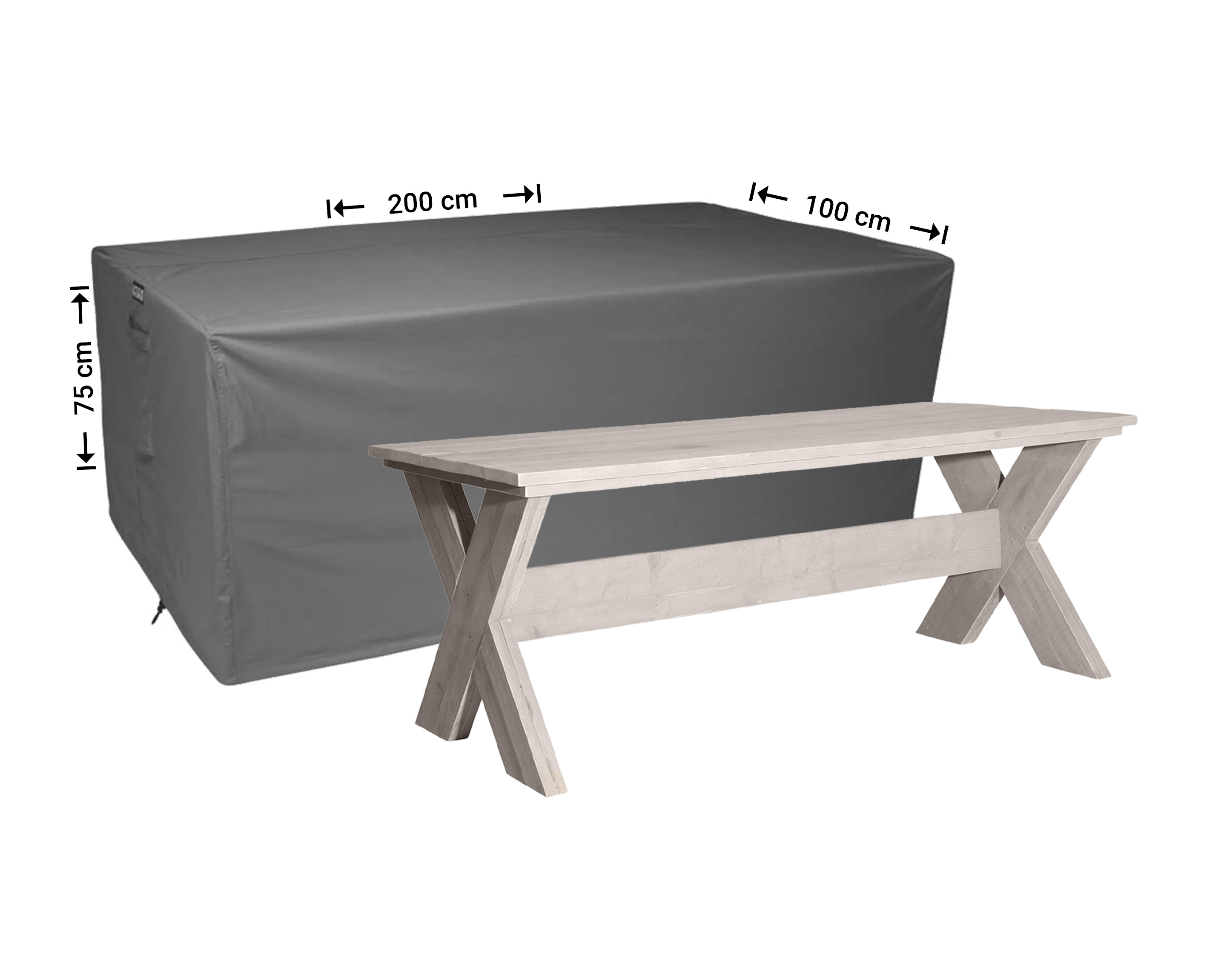 Beschermhoes voor tuintafel, 145 x 80 95 cm, zwart, 420D Beschermhoes voor tuintafel, 145 x 80 95 cm, zwart, 420D