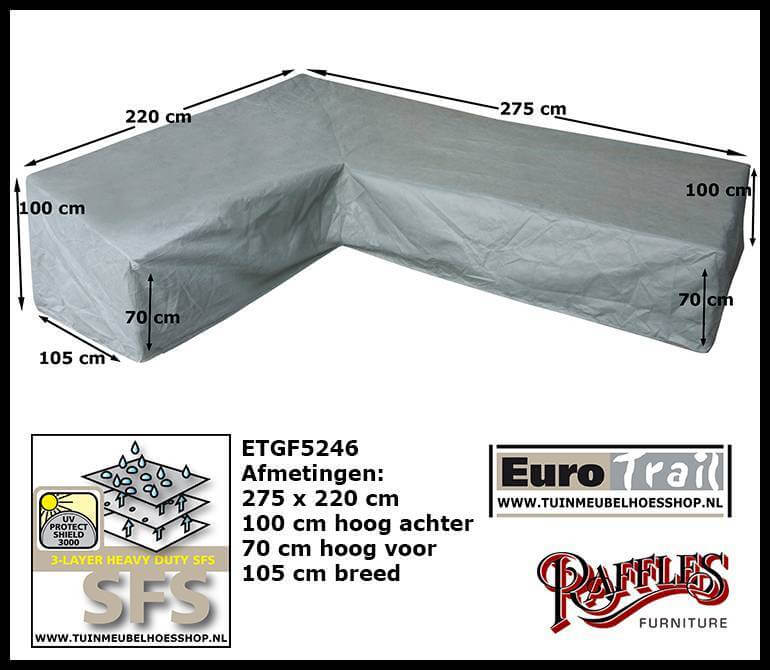 Loungesethoes voor hoekopstelling 275 x 220 H: 100 / 70 cm