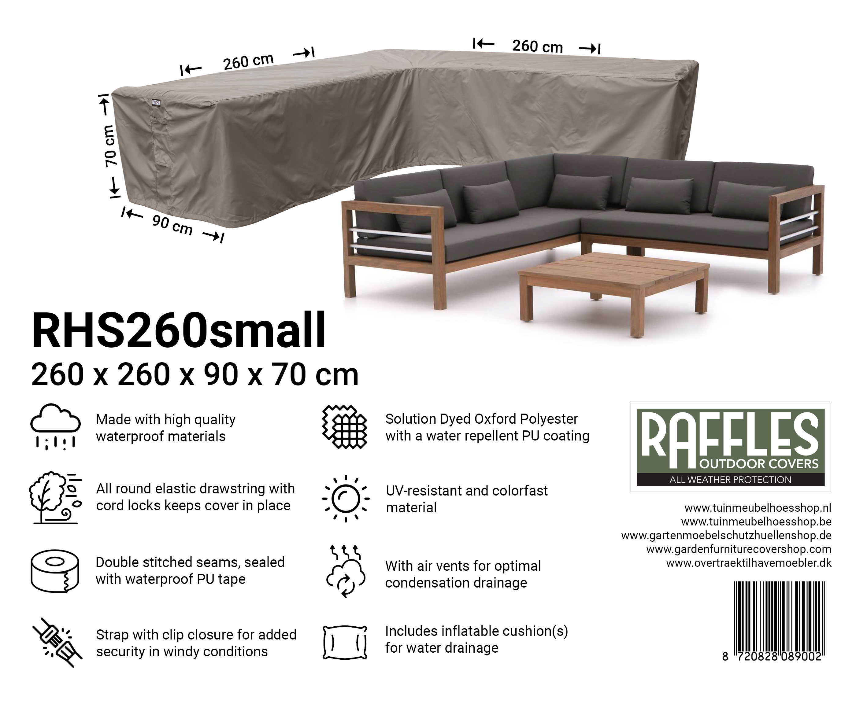 RHS260small_8720828089002 RHS260small hoekbank hoes 260 x 260 x 90 H: 70 cm