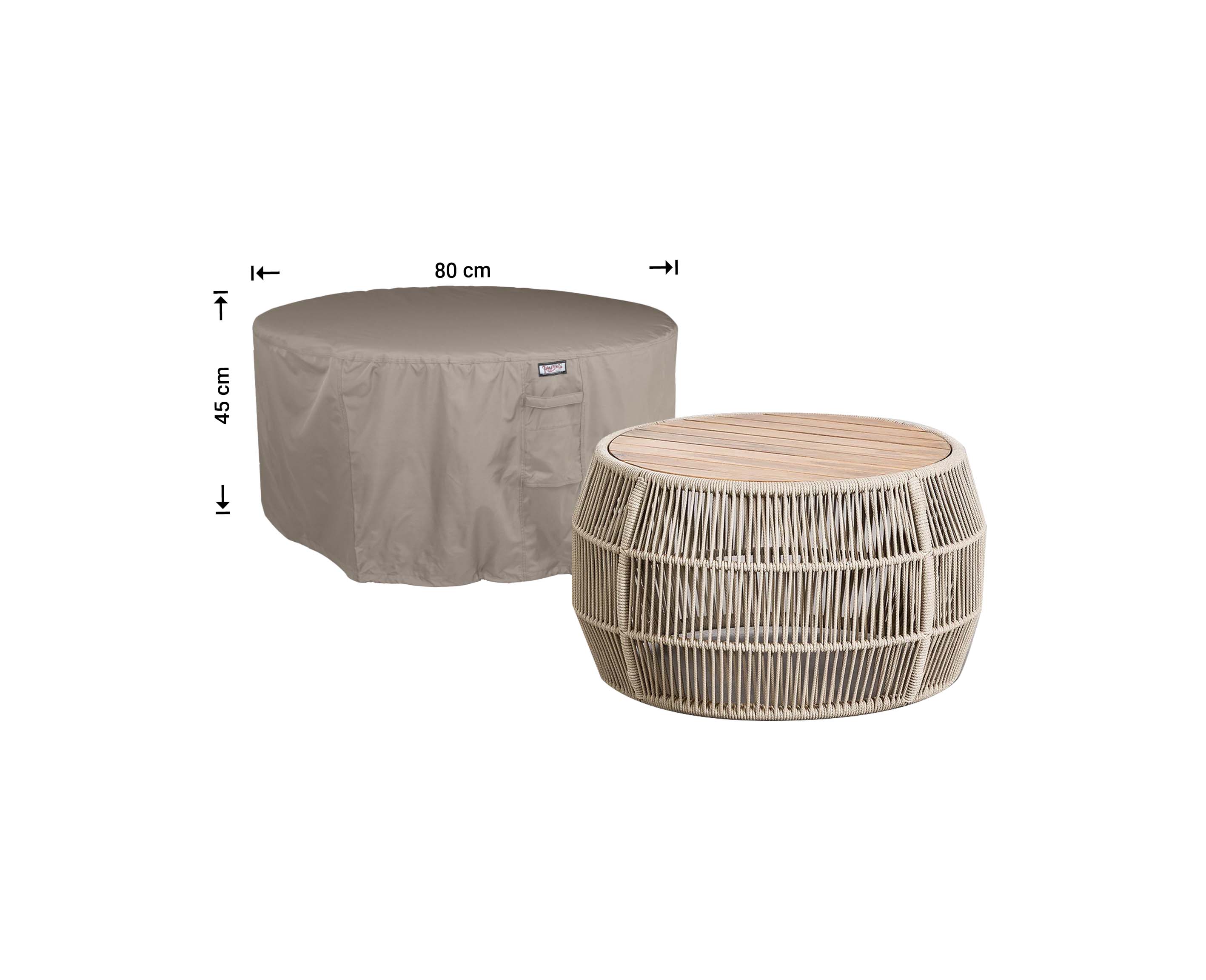 Hoes rond tafeltje diam.: 80  H: 45 cm   Hoes rond tafeltje diam.: 80  H: 45 cm
