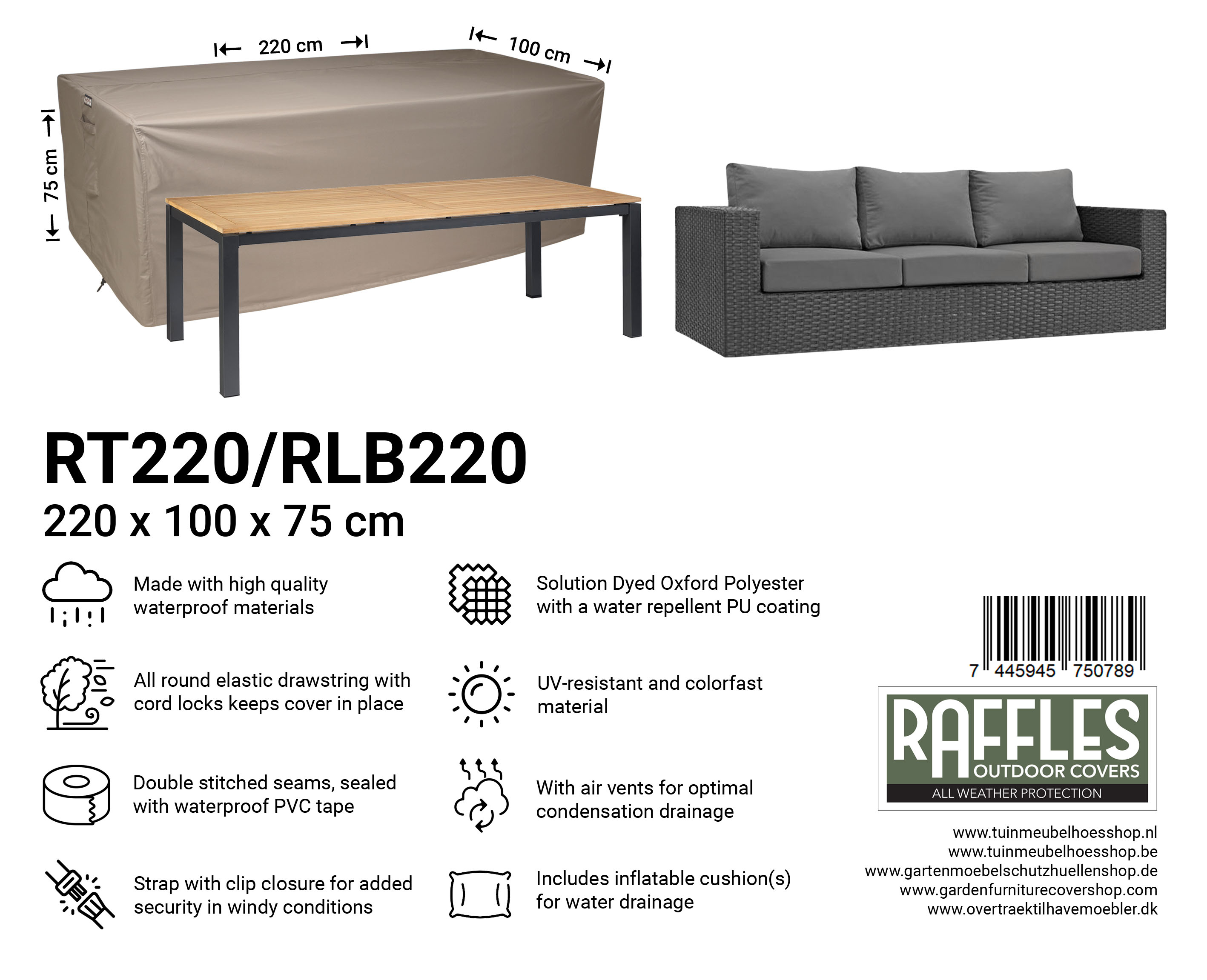 RT220-RLB220_7445945750789-7445945743705SxGsmZ9NDIe7p RT220/RLB220 hoes tuintafel/lounge bank 220 x 100 H: 75 cm