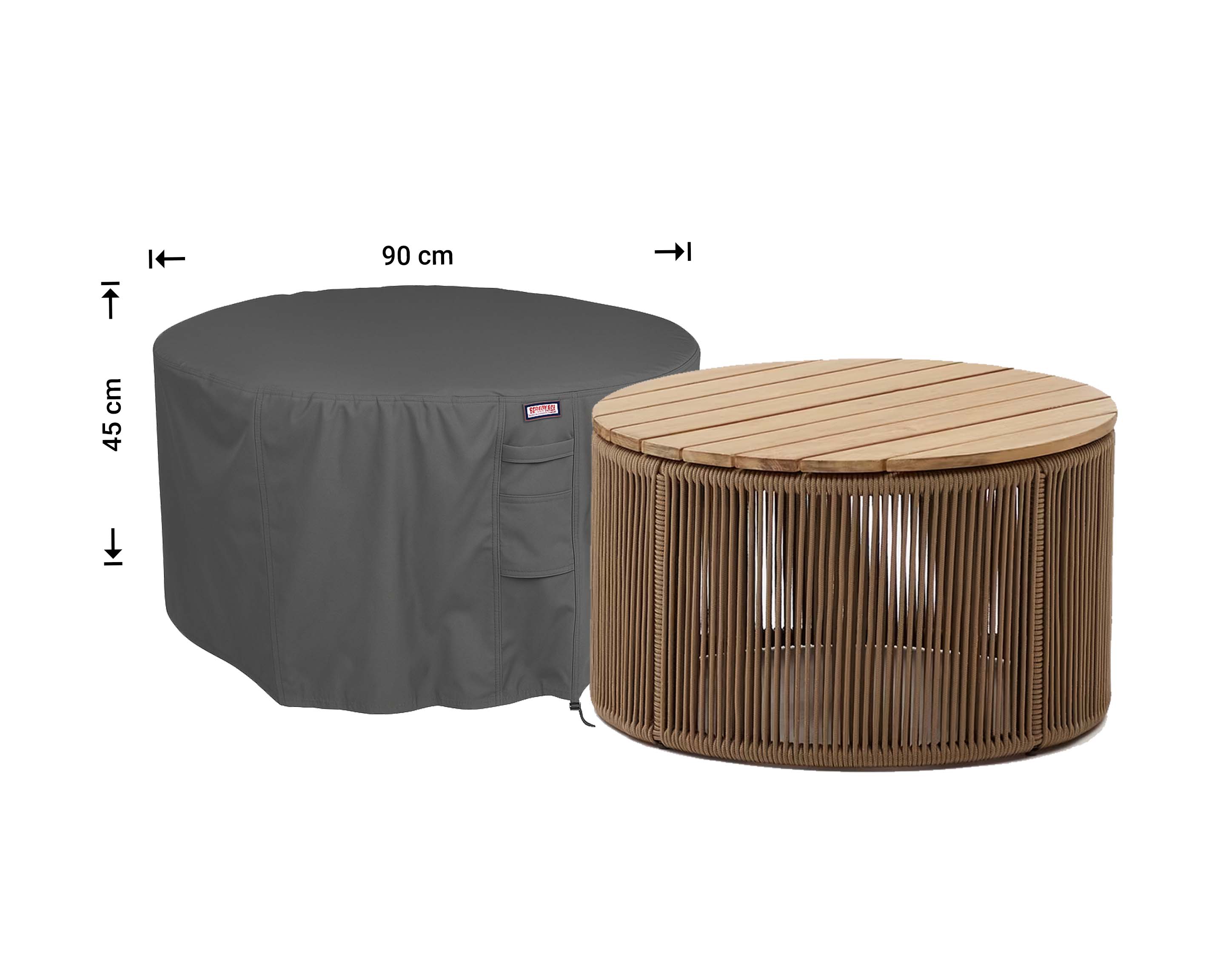 Ronde hoes bijzettafel diam.: 90 cm H: 45 cm Ronde hoes bijzettafel diam.: 90 cm H: 45 cm