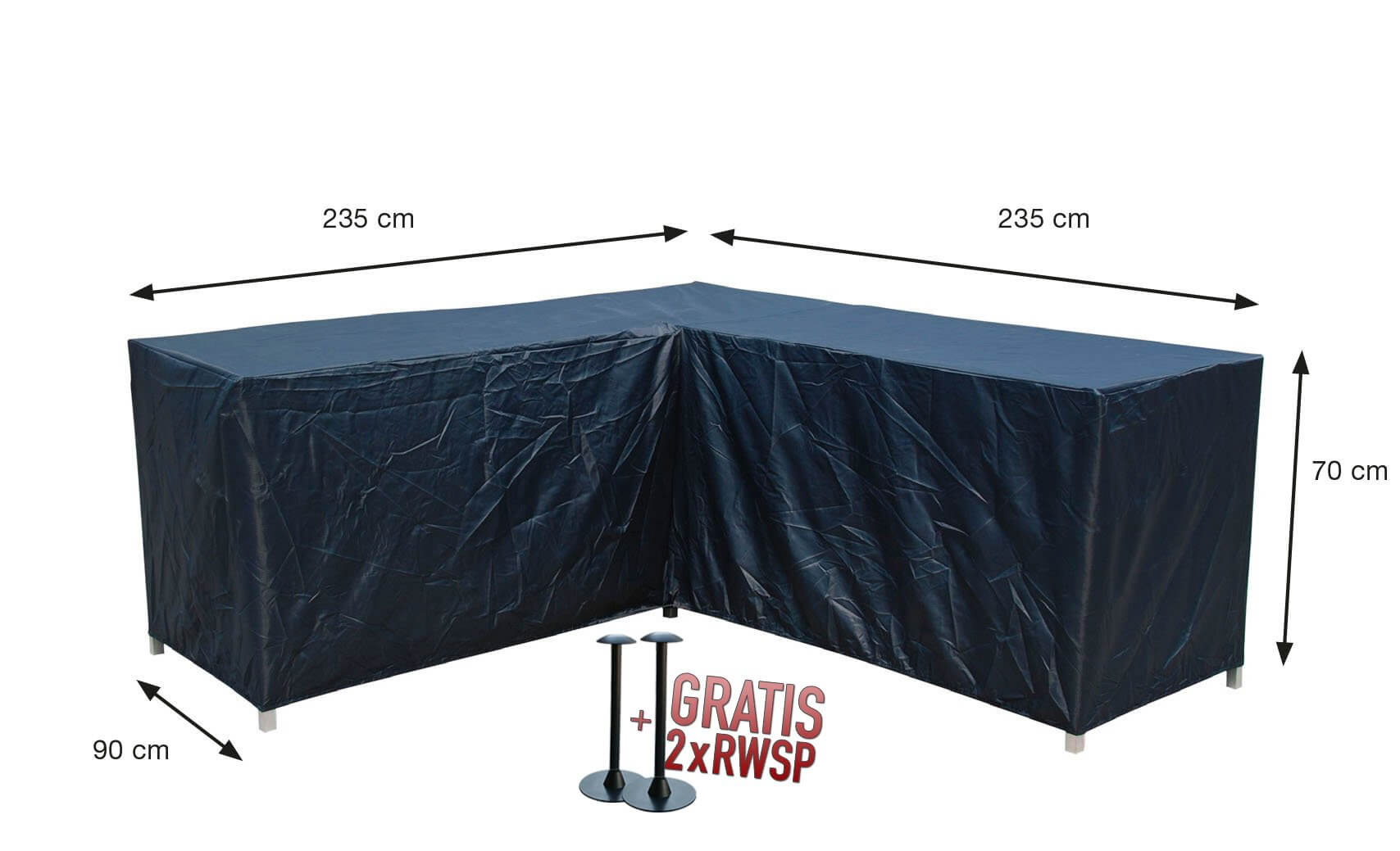 Loungesethoes voor hoekopstelling 235 x 235 H: 70 cm