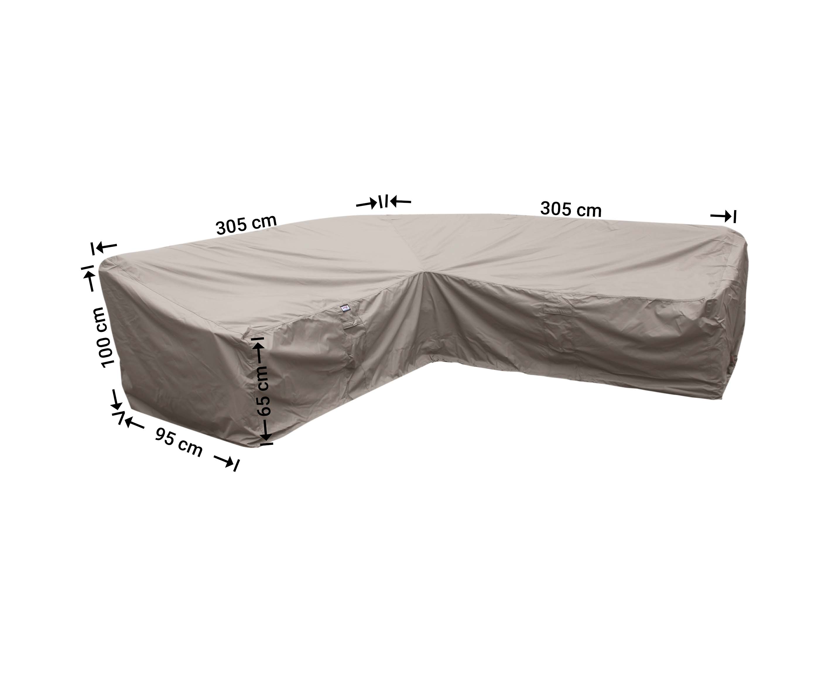 RDLHS305_blanco Hoes hoekbank met hoge rugleuning 305 x 305 x 95, H: 100 / 65 cm