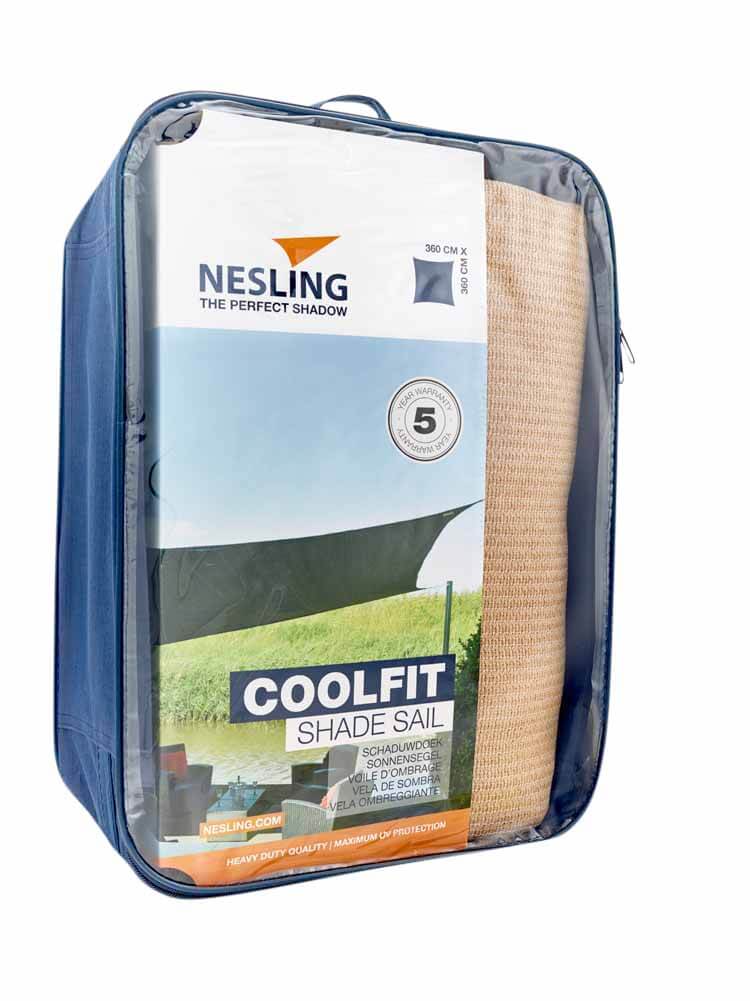 Vierkant schaduwdoek Coolfit 3,6m - zand verpakking