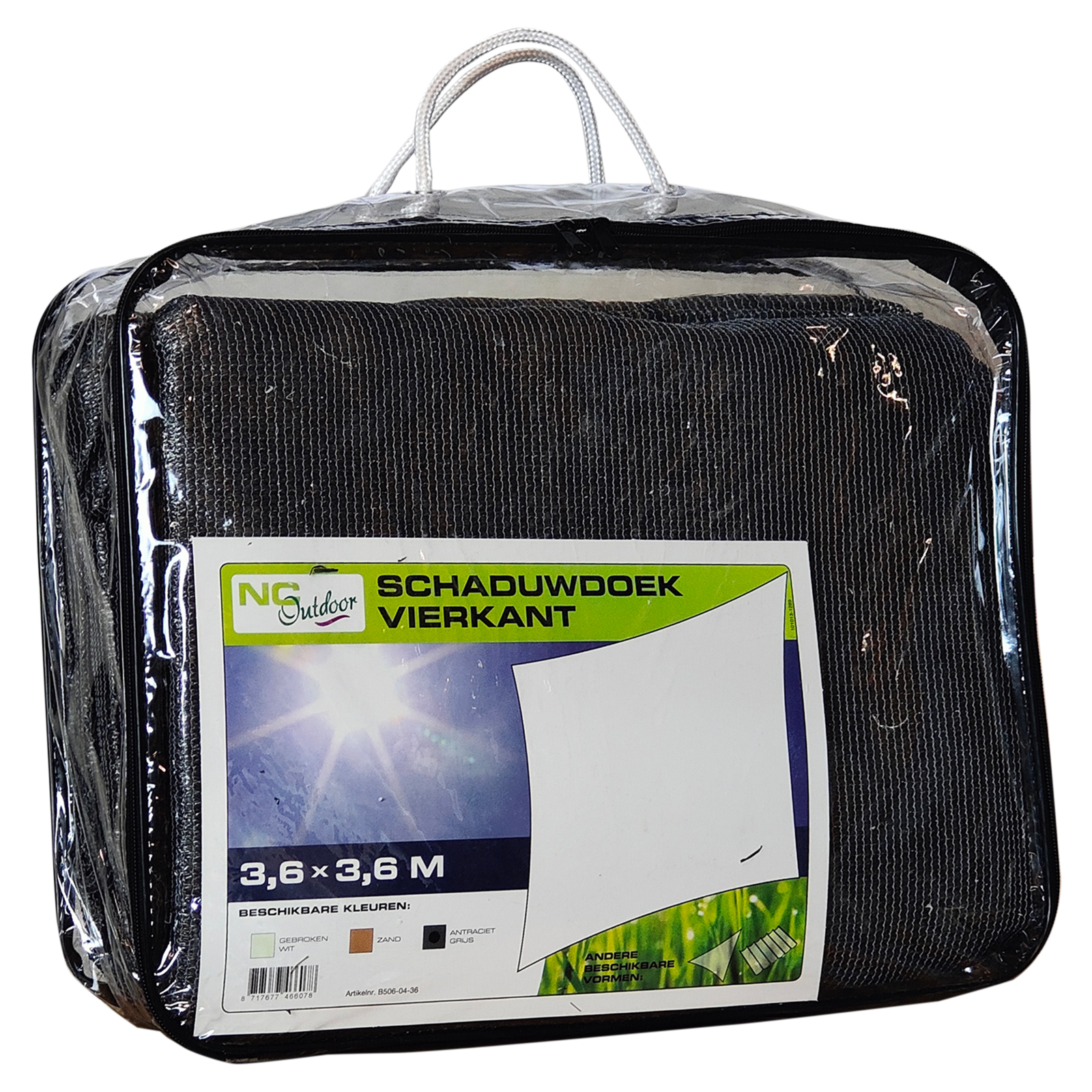 N506-082-43PDLS3D3CtIVD5 Schaduwdoek NC Outdoor 3,6 x 3,6 m - antraciet pack